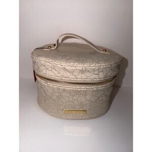 NWT Vince Camuto Cream Floral Makeup Train Case Cosmetic Bag Travel Organizer